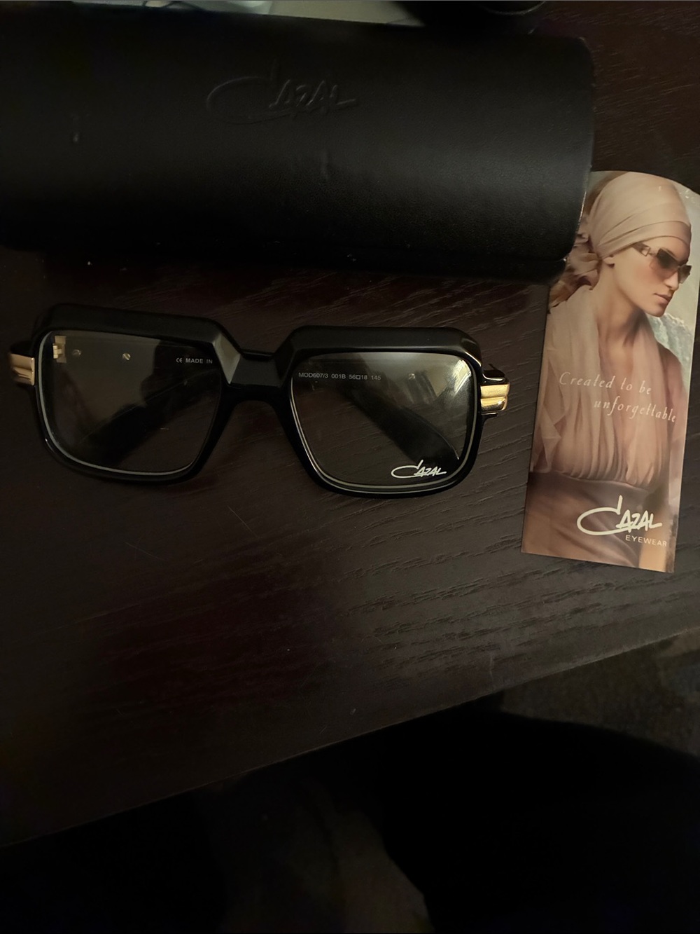 Cazal 607 Black Sunglasses with Gold Temples - Picture 2 of 4